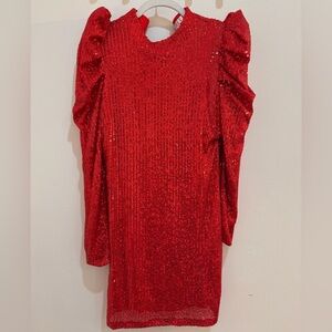 RED HOT Metallic Bodycon Dress